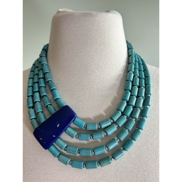 CHICO's Turquoise Statement Necklace EUC - Picture 1 of 5